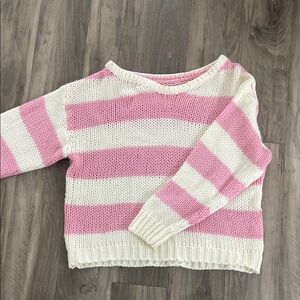 Pink and Cream Striped Women's Sweater